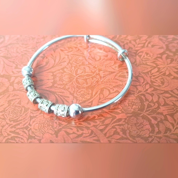 Sterling silver bracelet bangle adjustable, - Picture 1 of 10